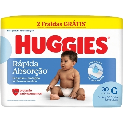 Fralda Huggies Rápida Absorção G 30 Unidades 