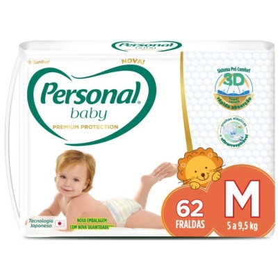 Fralda Personal Baby Premium Hiper M 62 Unidades 