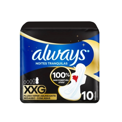 Absorvente Always Noites Tranquilas Seca XXG Com Abas 10 Unidades