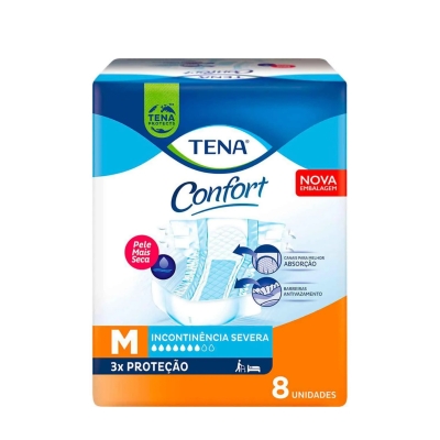 Fralda Geriátrica Unissex Tena Confort M Absorção Intensa 8 unidades