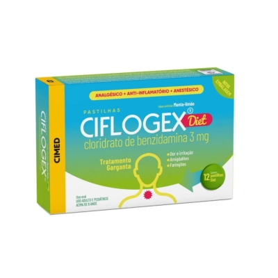 Pastilha Ciflogex Diet Sabor Menta-Limão 12 Unidades