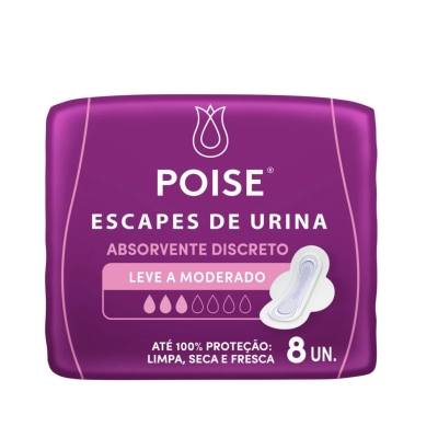 Absorvente Para Escape De Urina Poise Discreto Absorção Leve a Moderada 8 Unidades