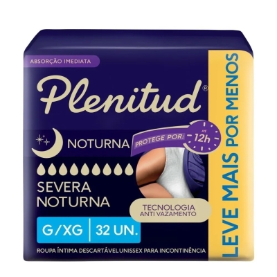Roupa Íntima Plenitud Noturna para Incontinência G/XG 32 Unidades