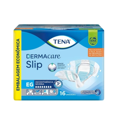 Fralda Geriátrica Tena DermaCare Slip Descartável EG Absorção Intensa 16 unidades