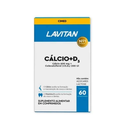 Lavitan Calcio 600mg + 200ui Vitamina D3 Suplemento com 60 comprimidos - Cimed