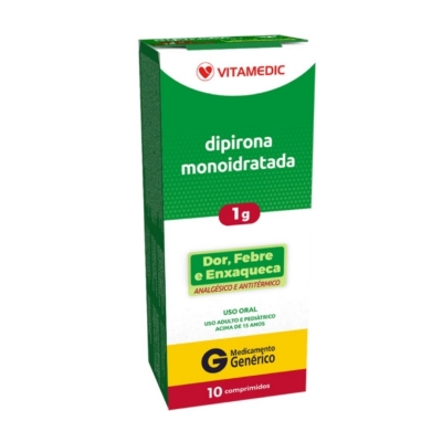 Dipirona Sódica 1g 10 Comprimidos Genérico Vitamedic