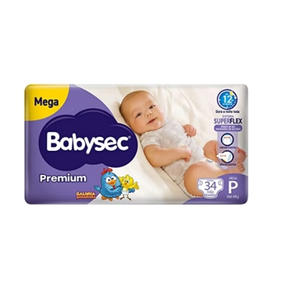 Fralda Babysec Galinha Pintadinha Premium Mega P 34 Unidades 