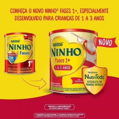 Fórmula Infantil Ninho Fases 1+ Nestlé 1 a 3 anos 800g
