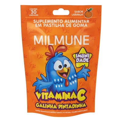 Milmune Vitamina C Galinha Pintadinha Sabor Laranja 30 Unidades