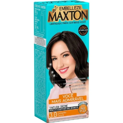 Tinta de Cabelo Permanente Maxton - 3.0 Castanho Escuro