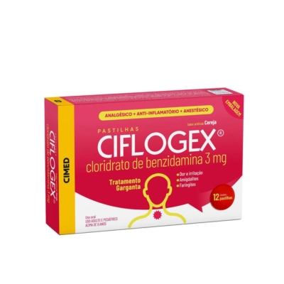 Pastilha Ciflogex 3mg Sabor Cereja 12 Unidades
