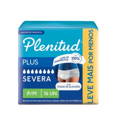 Roupa Íntima Descartável Unissex Plenitud Plus P/M 16 unidades