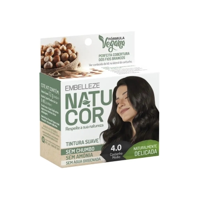 Tinta de Cabelo Permanente Embelleze Natucor - 4.0 Castanho Médio