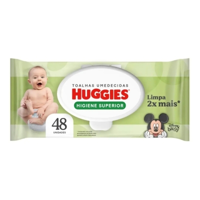 Lenço Umedecido Huggies Disney Baby Higiene Superior Hipoalergênico Sem Álcool 48 Unidades