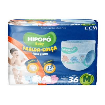 Fralda Hipopo Baby Shortinho M 36 Unidades