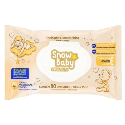 Toalha Umedecida Snow Baby Premium pacote 80 Unidades