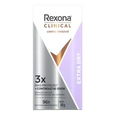 Desodorante Antitranspirante Stick Creme Rexona Clinical Extra Dry Feminino 96h 58g