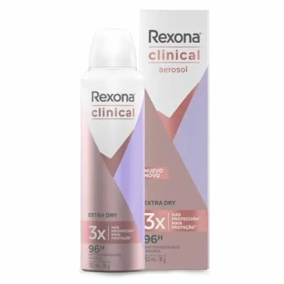 Desodorante Antitranspirante Aerosol Rexona Clinical Extra Dry Feminino 96h 150ml
