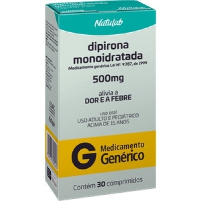 Dipirona Monoidratada 500mg 30 Comprimidos Genérico Natulab