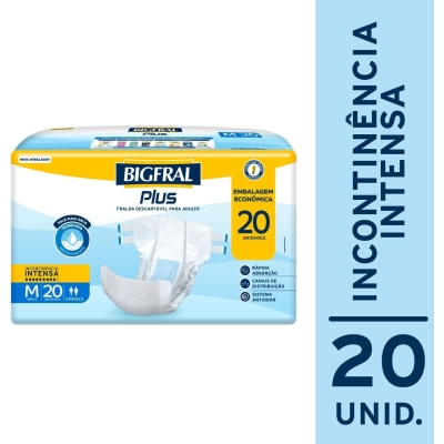 Fralda Geriátrica Unissex Bigfral Plus M Absorção Intensa 20 Unidades