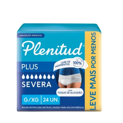 Roupa Íntima Descartável Unissex Plenitud Plus G/XG 24 unidades