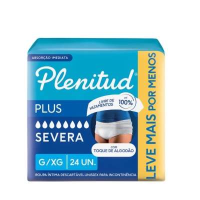 Roupa Íntima Descartável Unissex Plenitud Plus G/XG 24 unidades