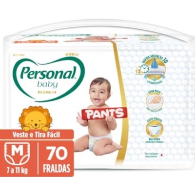 Fralda Calça Personal Baby Premium Pants M 70 Unidades 