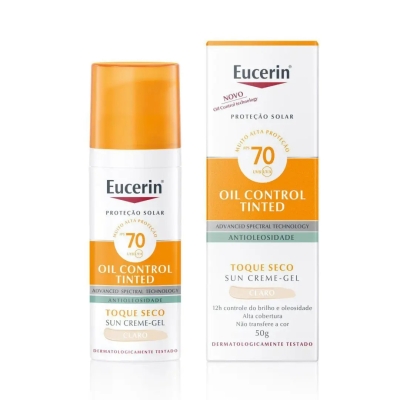 Protetor Solar Facial Eucerin Sun Oil Control Tinted FPS 70 Claro 50ml