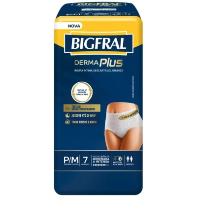 Roupa Íntima Descartável Bigfral Derma Plus Unissex P/M 7 Unidades