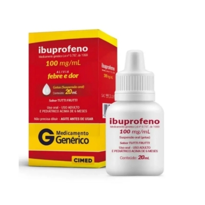 Ibuprofeno 100mg/ml Suspensão Oral Sabor Tutti-Frutti 20ml Genérico Cimed