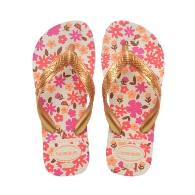 Sandália Havaianas Kids Flores Bege/Dourado 29/30 1 Par