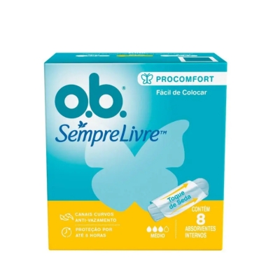 Absorvente Interno Ob Sempre Livre ProComfort Médio 8 unidades