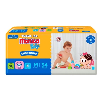 Fralda Turma Da Monica Shortinho M 34 Unidades