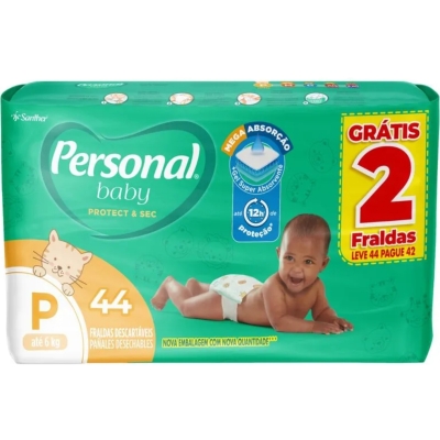 Fralda Personal Baby Protection & Sec P 44 Unidades 