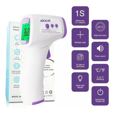 Termômetro Digital Infravermelho Aique Sem Contato Alarme Alta Precisão