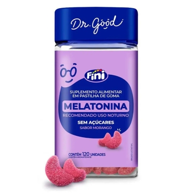 Suplemento Alimentar Melatonina Dr. Good Fini 0,21mg Morango 120 Gomas