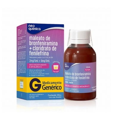 Maleato de Bronfeniramina 2mg + Cloridrato de Fenilefrina 5mg Xarope 120ml Genérico Neo Química