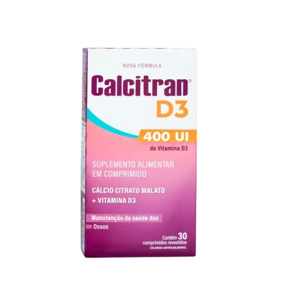 Suplemento alimentar Cálcio + Vitamina D 400UI Calcitran D3 30 Comprimidos