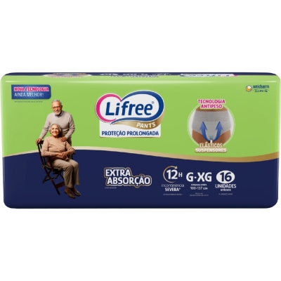 Fralda Lifree Pants Geriátrica Extra Absorção Jumbo G/XG 16 Unidades