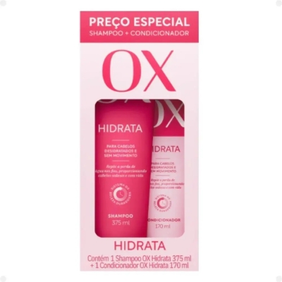 Kit Shampoo 375ml + Condicionador 170ml Ox Hidrata