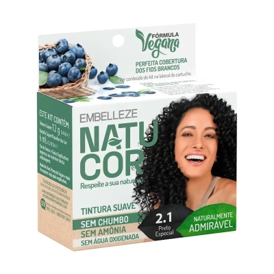 Tinta de Cabelo Permanente Embelleze Natucor Suave - 2.1 Preto Especial
