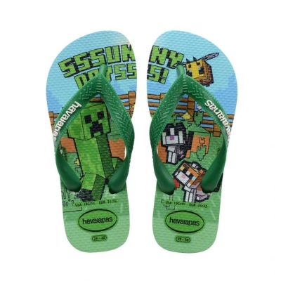 Sandália Havaianas Kids Minecraft Verde Pátria 29/30 Coleção 1 Par