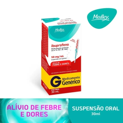 Ibuprofeno 50mg/ml Suspensão Oral Sabor Frutas 30ml Genérico Medley 
