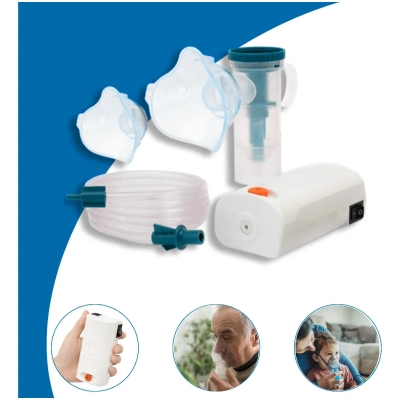 Inalador Nebulizador Portátil Nevoni Branco IN101 Silencioso para Adulto e Infantil