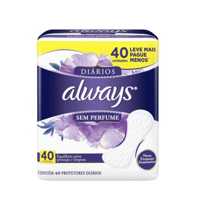 Protetores Diários Always Sem Perfume 40 unidades