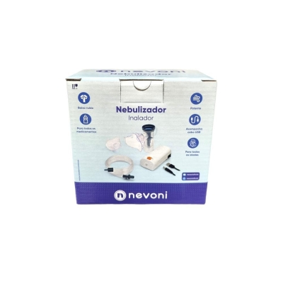 Inalador Nebulizador Portátil Nevoni Branco IN102 Silencioso para Adulto e Infantil