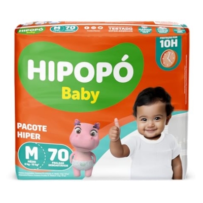 Fralda Hipopo Baby Hiper M 70 Unidades
