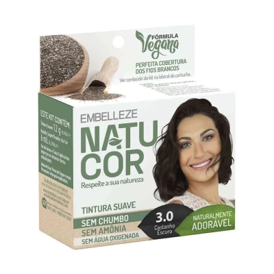 Tinta de Cabelo Permanente Embelleze Natucor - 3.0 Castanho Escuro