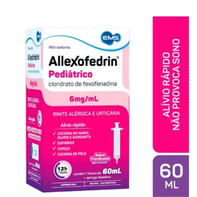 Allexofedrin Pediátrico 6mg/ml Sabor Framboesa Suspensão Oral 60ml
