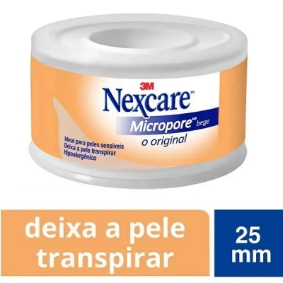 Fita Micropore Nexcare O Original Bege com 1 rolo de 25mmx4,5m